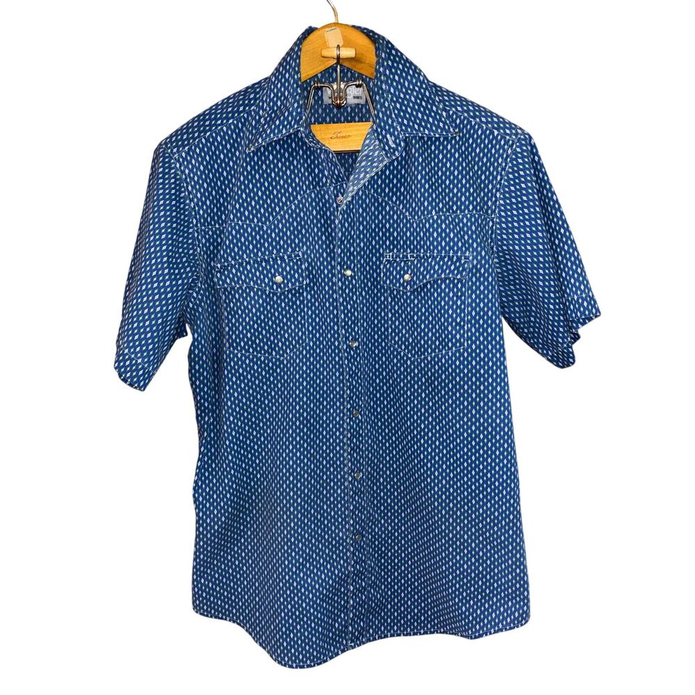 Vintage Wrangler Wrancher shirt short sleeve pearl snap geometric men’s medium
